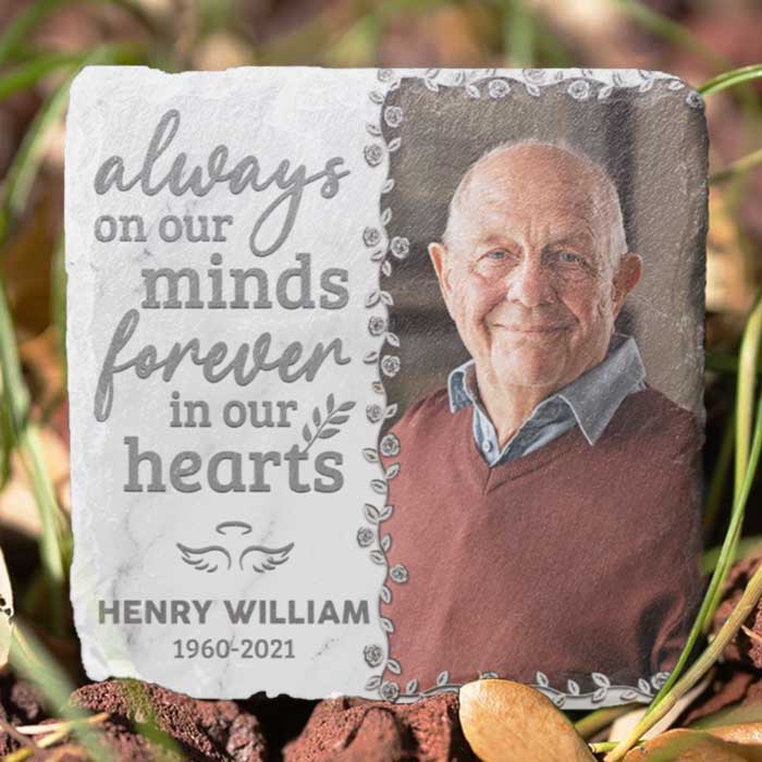 Always On Our Minds Forever In Our Hearts - Personalized Memorial Stone, Human Grave Marker - Upload Image, Memorial Gift, Sympathy Gift