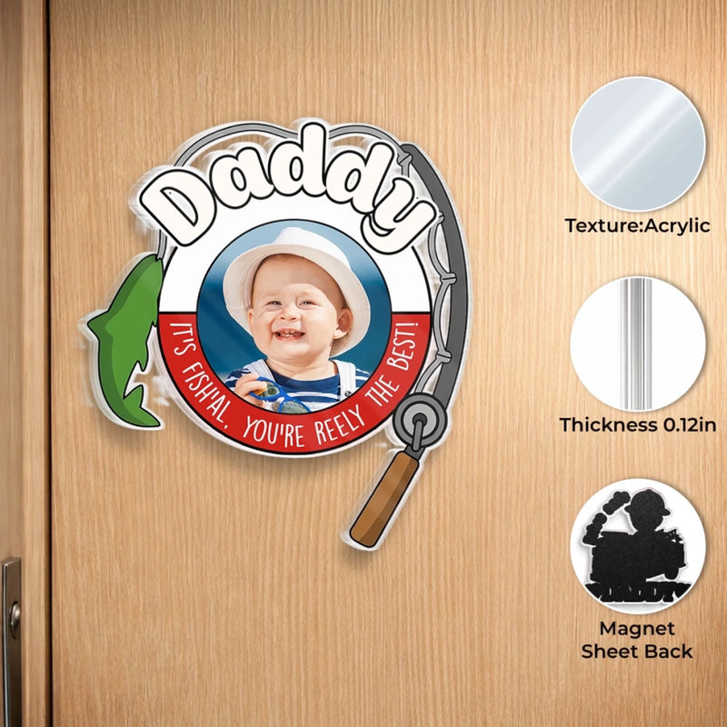 Custom Photo Acrylic Fridge Magnet - Personalized Father's Day Birthday Gifts For Dad, Grandpa - Doing What I Love Most