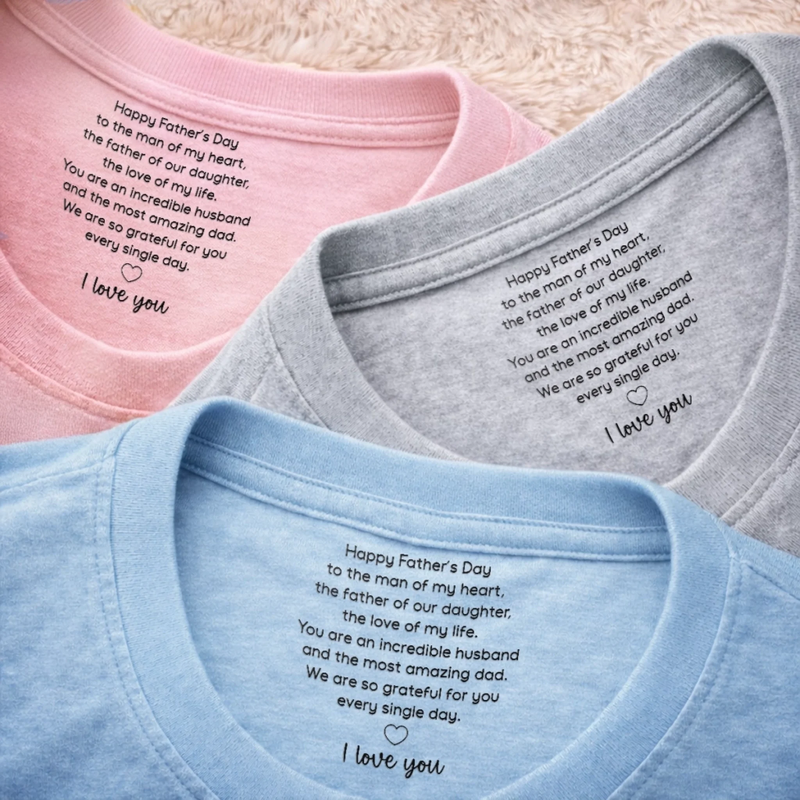 Custom Inside Neck Print T-Shirt - Personalized Father's Day Birthday Gifts For Dad, Grandpa - Thankful Every Day For Dad
