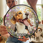 Custom Photo Forever In My Heart, Dear Friend - Memorial Personalized Custom Stained Glass Window Hanging Suncatcher - Sympathy Gift For Dog Lovers, Pet Owners