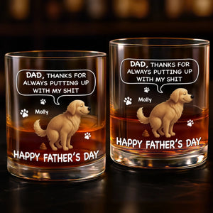 Custom Whiskey Glass - Personalized Father's Day Gifts For Dog Cat Lovers, Dog Dad And Mom, Cat Owners - Fatherhood On The Rocks