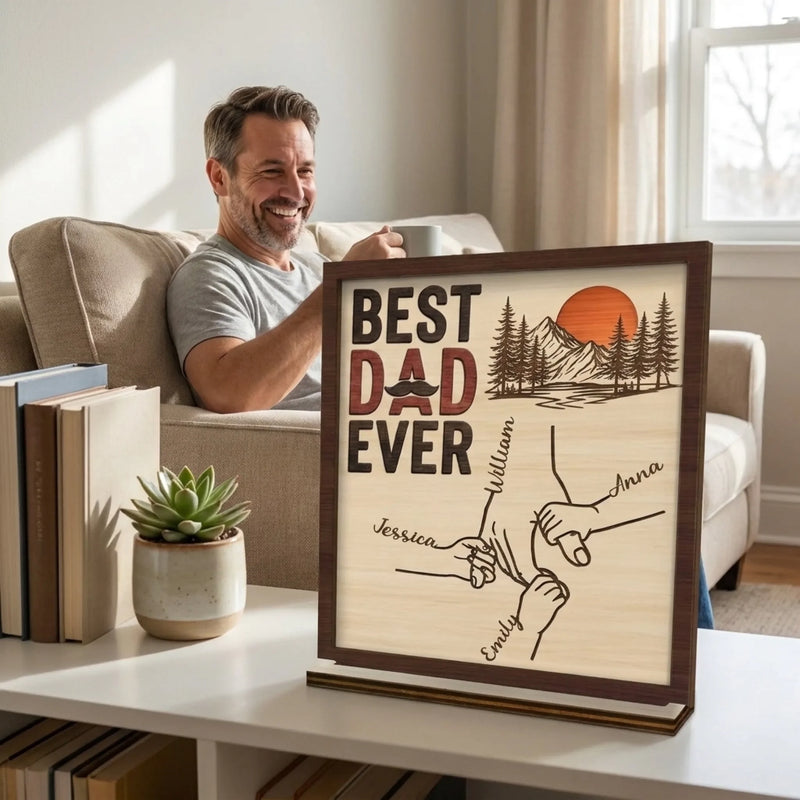 Custom 2-Layered Wooden Plaque - Personalized Father's Day Birthday Gifts For Dad, Grandpa - Memories On The Go