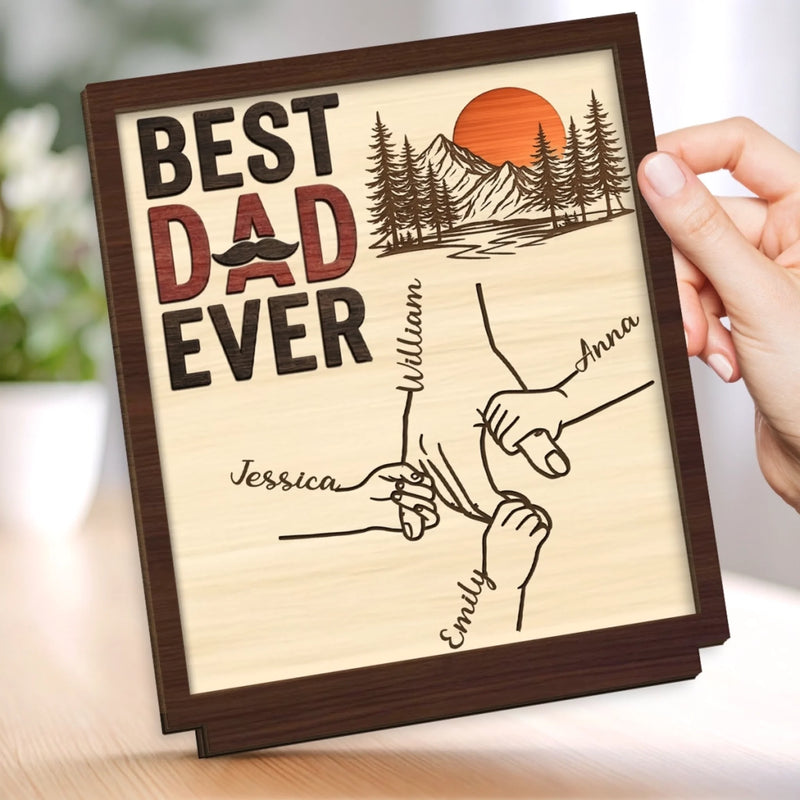 Custom 2-Layered Wooden Plaque - Personalized Father's Day Birthday Gifts For Dad, Grandpa - Memories On The Go
