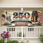 Custom Polyester Outdoor Banner - Personalized America 250th Anniversary Gifts For Mom, Dad, Brother, Sister, Kids - United Through Every Generation