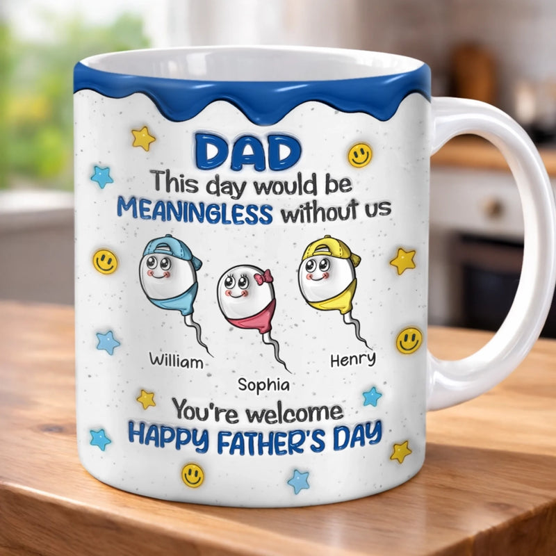 Custom 3D Inflated Effect Printed Mug - Personalized Father's Day Birthday Gifts For Dad, Grandpa - Sips Of Love