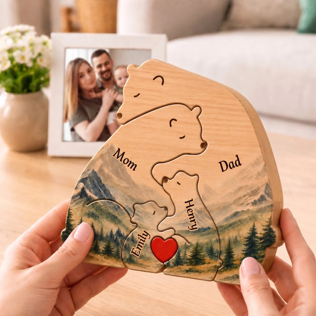 Custom Shaped Wooden Art Puzzle - Personalized Father's Day Birthday Gifts For Dad, Grandpa - Family Is Our Greatest Adventure