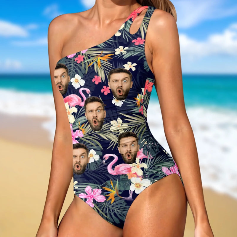 Custom Photo Sun’s Out, Sass Out - Couple Personalized Custom One Piece Swimsuit - Summer Vacation Gift For Wife, Anniversary