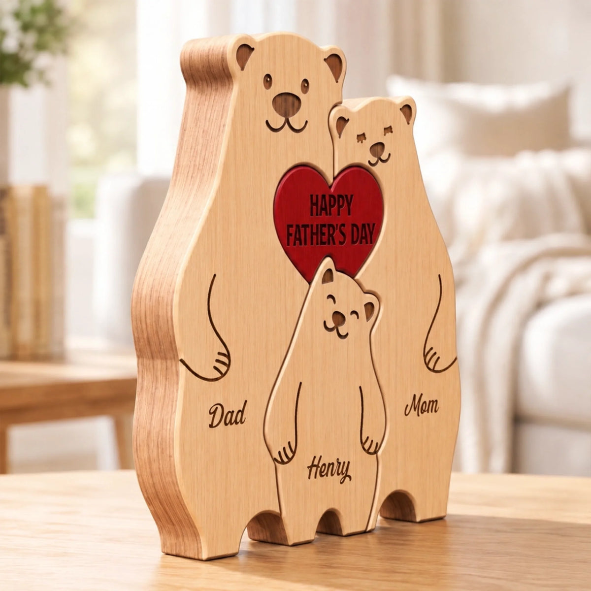 Custom Shaped Wooden Art Puzzle - Personalized Father's Day Birthday Gifts For Dad, Grandpa - Together Is Our Favorite Place