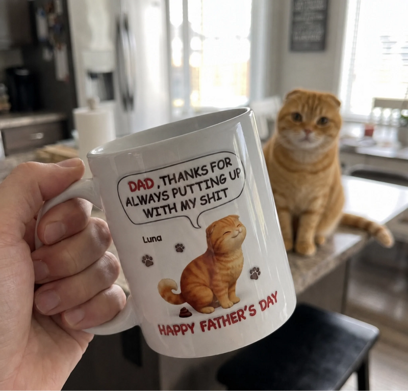 Custom 3D Inflated Effect Printed Mug - Personalized Father's Day Gifts For Dog Cat Lovers, Dog Dad And Mom, Cat Owners - Thanks For Handling All My Chaos