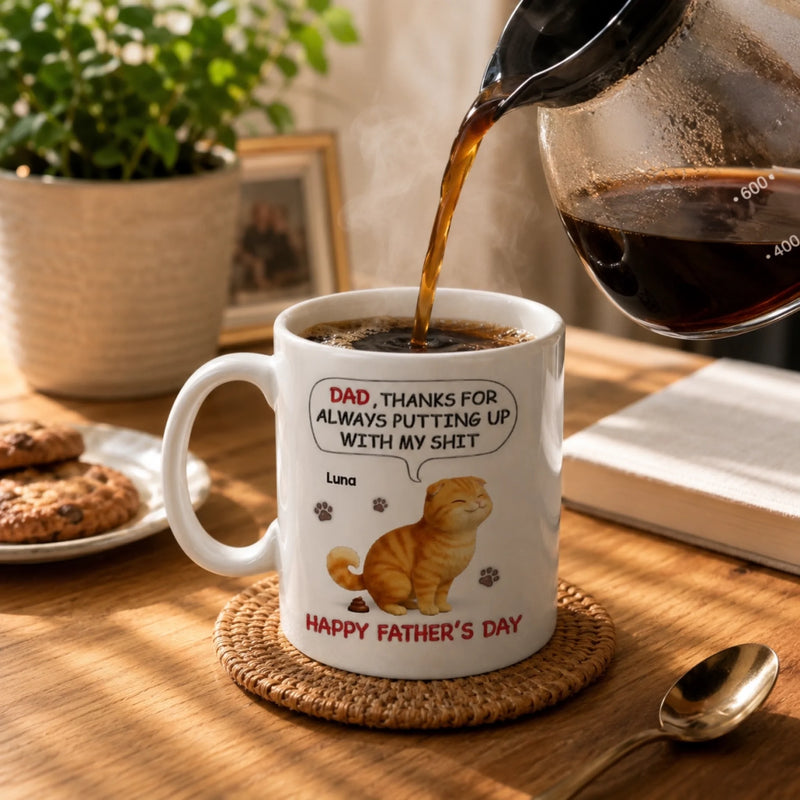 Custom 3D Inflated Effect Printed Mug - Personalized Father's Day Gifts For Dog Cat Lovers, Dog Dad And Mom, Cat Owners - Thanks For Handling All My Chaos