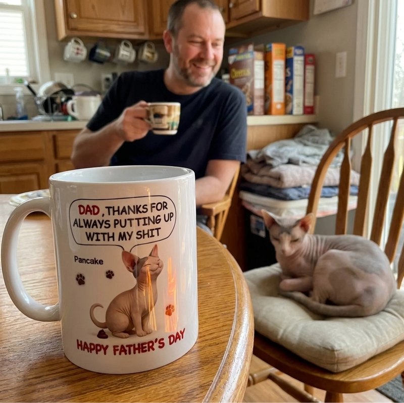 Custom 3D Inflated Effect Printed Mug - Personalized Father's Day Gifts For Dog Cat Lovers, Dog Dad And Mom, Cat Owners - Thanks For Handling All My Chaos