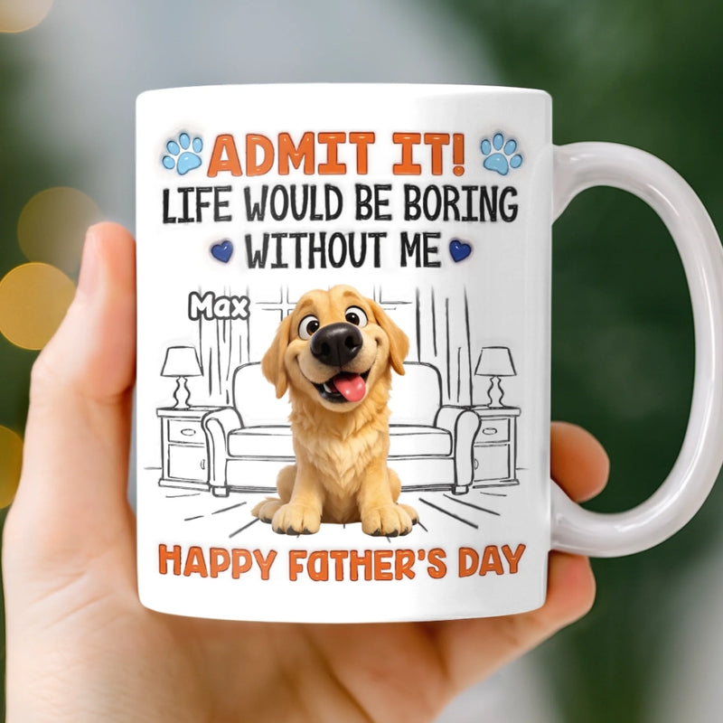 Custom 3D Inflated Effect Printed Mug - Personalized Father's Day Birthday Gifts For Dog Cat Lovers, Dog Dad And Mom, Cat Owners - My Dog And Cat Are Bosses