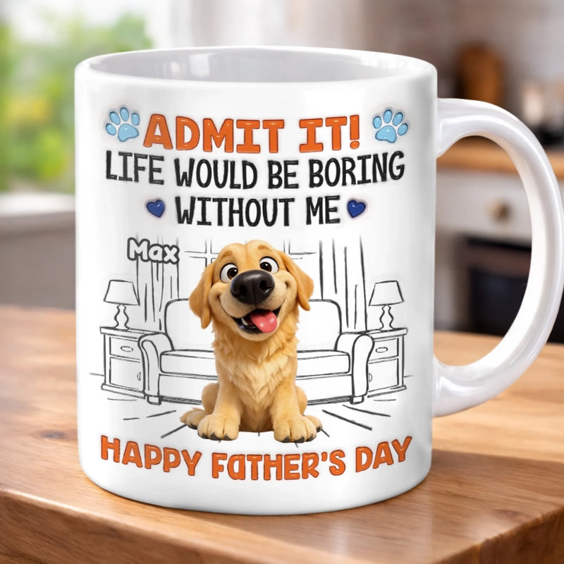 Custom 3D Inflated Effect Printed Mug - Personalized Father's Day Birthday Gifts For Dog Cat Lovers, Dog Dad And Mom, Cat Owners - My Dog And Cat Are Bosses