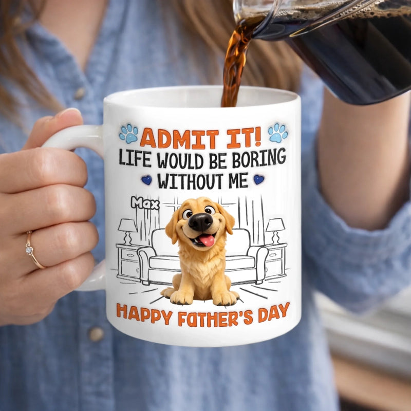 Custom 3D Inflated Effect Printed Mug - Personalized Father's Day Birthday Gifts For Dog Cat Lovers, Dog Dad And Mom, Cat Owners - My Dog And Cat Are Bosses