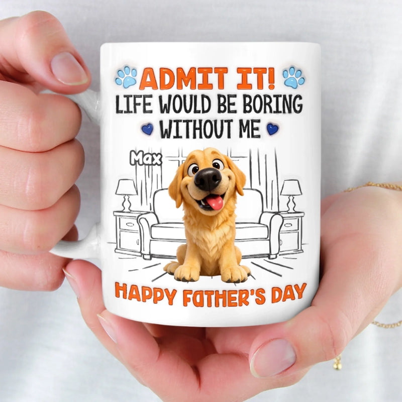 Custom 3D Inflated Effect Printed Mug - Personalized Father's Day Birthday Gifts For Dog Cat Lovers, Dog Dad And Mom, Cat Owners - My Dog And Cat Are Bosses