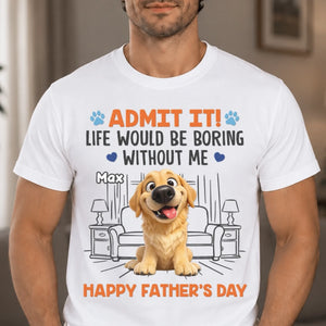 Custom Unisex T-shirt, Premium T-shirt, Hoodie - Personalized Father's Day Gifts For Dog Cat Lovers, Dog Dad And Mom, Cat Owners - Happiness Comes With Four Paws