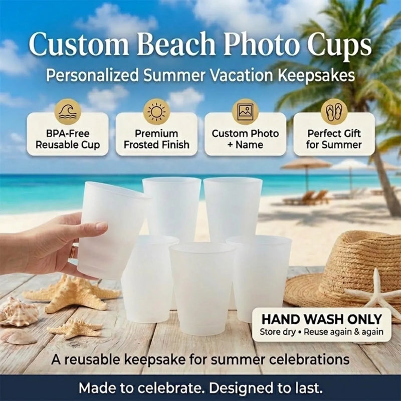 Custom Party Cups - Personalized Summer Vacation And Travel Gifts For Best Friends, Family - Hello Summer Vibes