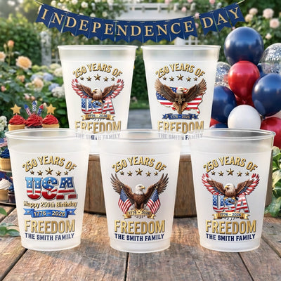 Custom Party Cups - Personalized America 250th Anniversary Gifts For Mom, Dad, Brother, Sister, Kids - Born To Stand Strong