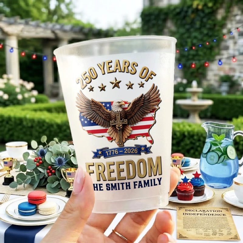 Custom Party Cups - Personalized America 250th Anniversary Gifts For Mom, Dad, Brother, Sister, Kids - Born To Stand Strong
