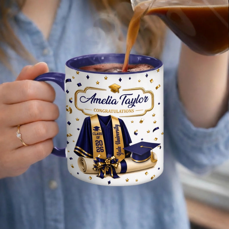 Custom Accent Mug - Personalized Graduation Gifts For Him, Her - The Grad Era Begins