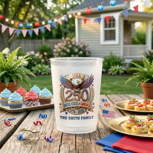 Custom Party Cups - Personalized America 250th Anniversary Gifts For Mom, Dad, Brother, Sister, Kids - Cheers To 250 Years America