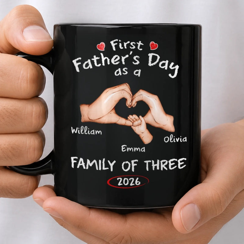 Custom Black Mug - Personalized Father's Day, Baby Shower, Gender Reveal Gifts For New Moms, New Dads, New Parents - New Adventures Begin With Us