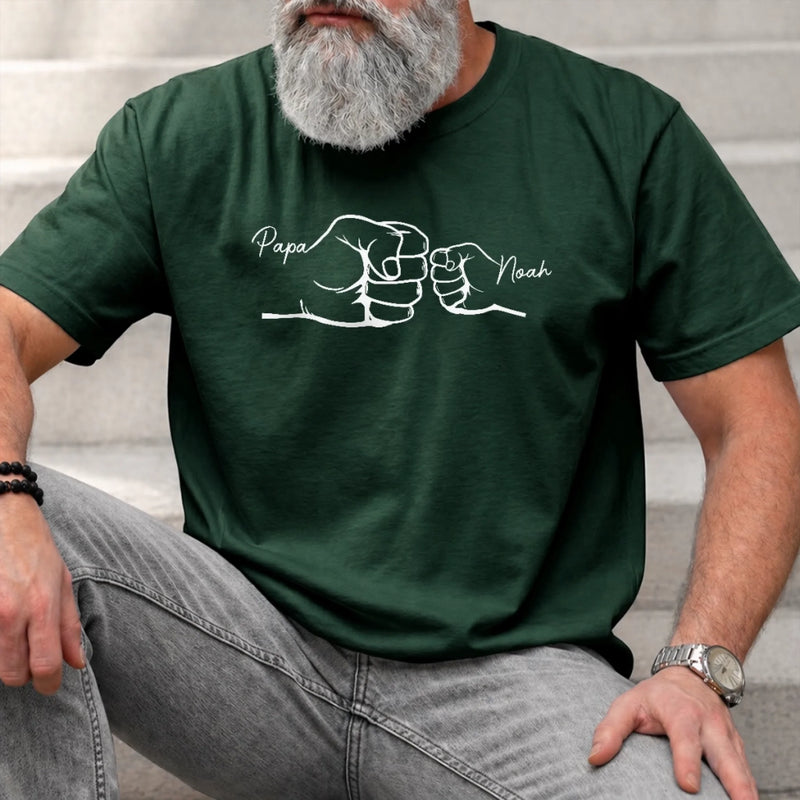 Custom Unisex T-shirt - Personalized Father's Day Birthday Gifts For Dad, Grandpa - My First Hero My Forever Friend