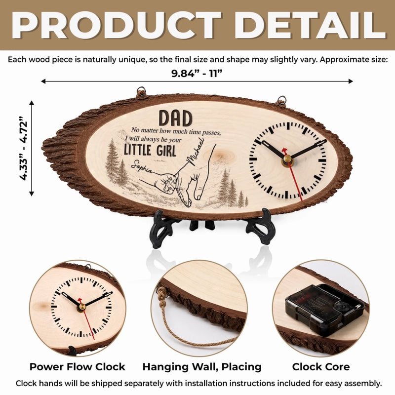 Custom Wooden Clock - Personalized Father's Day Birthday Gifts For Dad, Grandpa - Forever Lucky To Have Dad