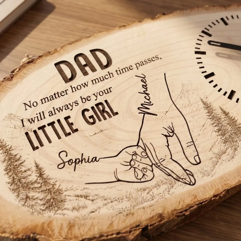 Custom Wooden Clock - Personalized Father's Day Birthday Gifts For Dad, Grandpa - Forever Lucky To Have Dad