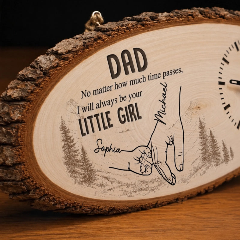 Custom Wooden Clock - Personalized Father's Day Birthday Gifts For Dad, Grandpa - Forever Lucky To Have Dad