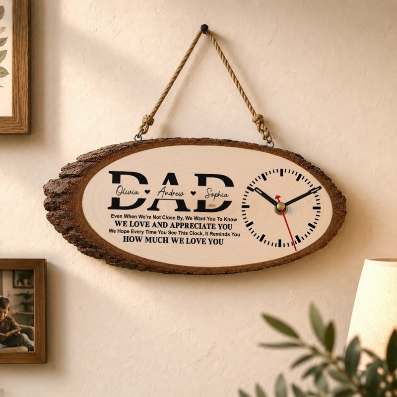 Custom Wooden Clock - Personalized Father's Day Birthday Gifts For Dad, Grandpa - Dad’s Love Never Fails