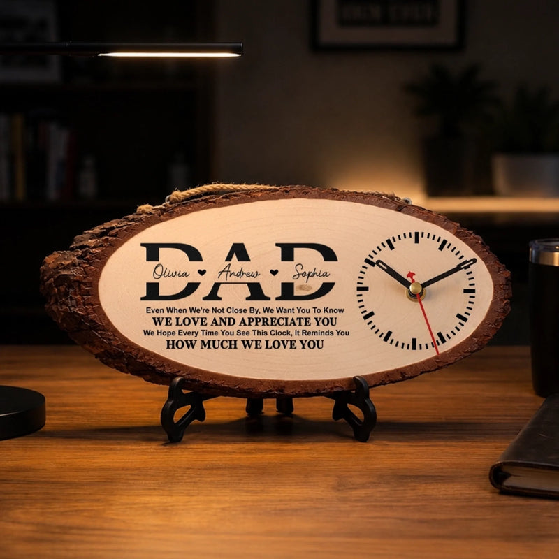 Custom Wooden Clock - Personalized Father's Day Birthday Gifts For Dad, Grandpa - Dad’s Love Never Fails