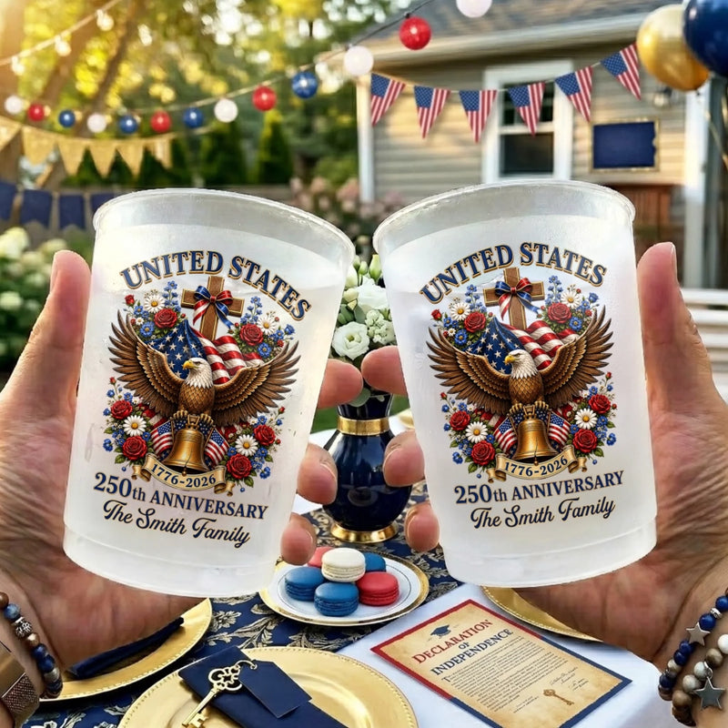 Custom Party Cups - Personalized America 250th Anniversary Gifts For Mom, Dad, Brother, Sister, Kids - Raise A Cup To Our Legacy