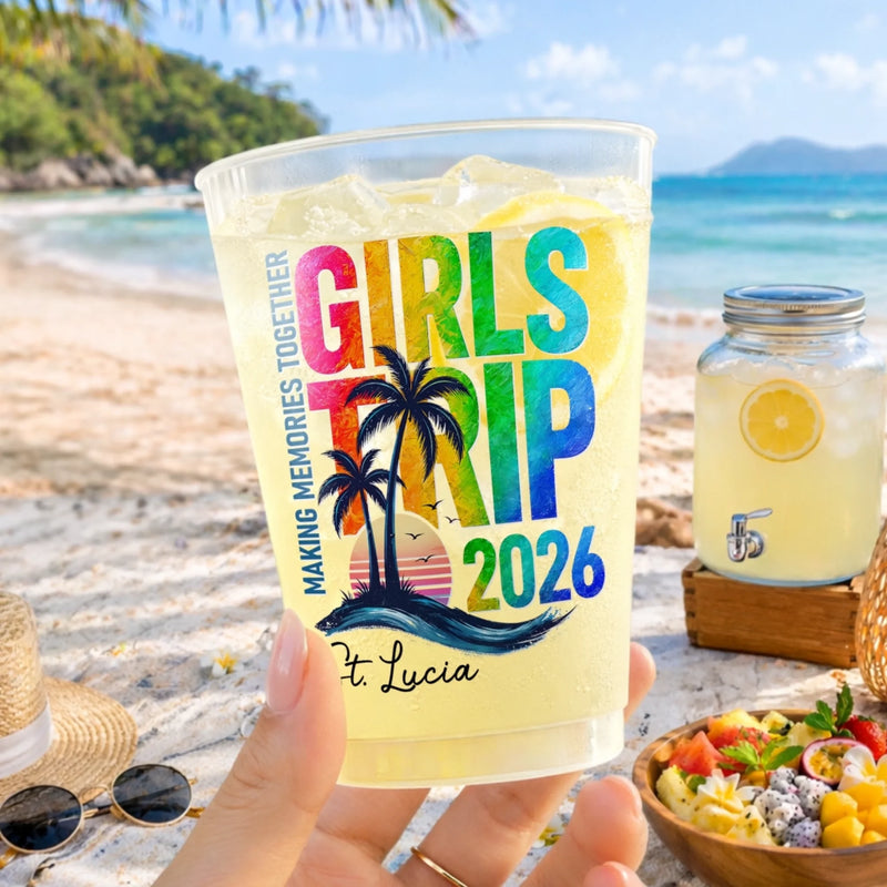 Custom Party Cups - Personalized Summer Vacation And Travel Gifts For Best Friends, Family - Bestie Getaway Fuel