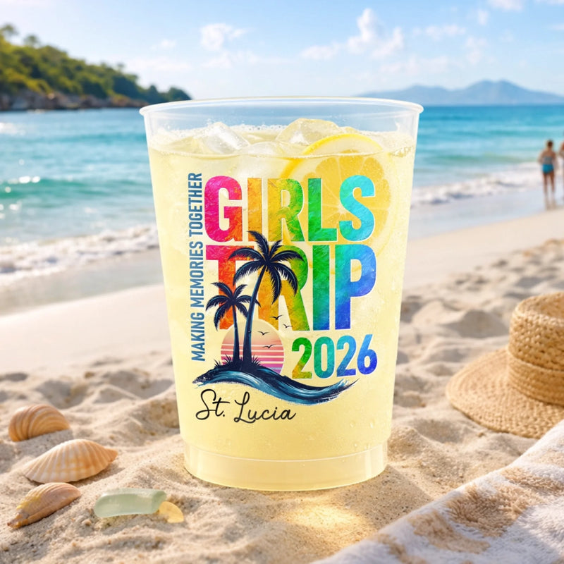 Custom Party Cups - Personalized Summer Vacation And Travel Gifts For Best Friends, Family - Bestie Getaway Fuel