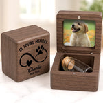 Custom Photo Wooden Pet Fur Keepsake Box - Personalized Pet Memorial Sympathy Gifts For Dog Lovers, Cat Lovers - Love That Never Leaves You