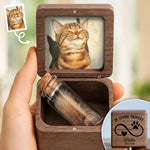 Custom Photo Wooden Pet Fur Keepsake Box - Personalized Pet Memorial Sympathy Gifts For Cat Lovers - Forever In My Heart