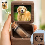 Custom Photo Wooden Pet Fur Keepsake Box - Personalized Pet Memorial Sympathy Gifts For Dog Lovers, Cat Lovers - You Left Paw Prints On My Heart