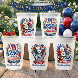 Custom Party Cups - Personalized America 250th Anniversary Gifts For Mom, Dad, Brother, Sister, Kids - Land Of The Free Cheers
