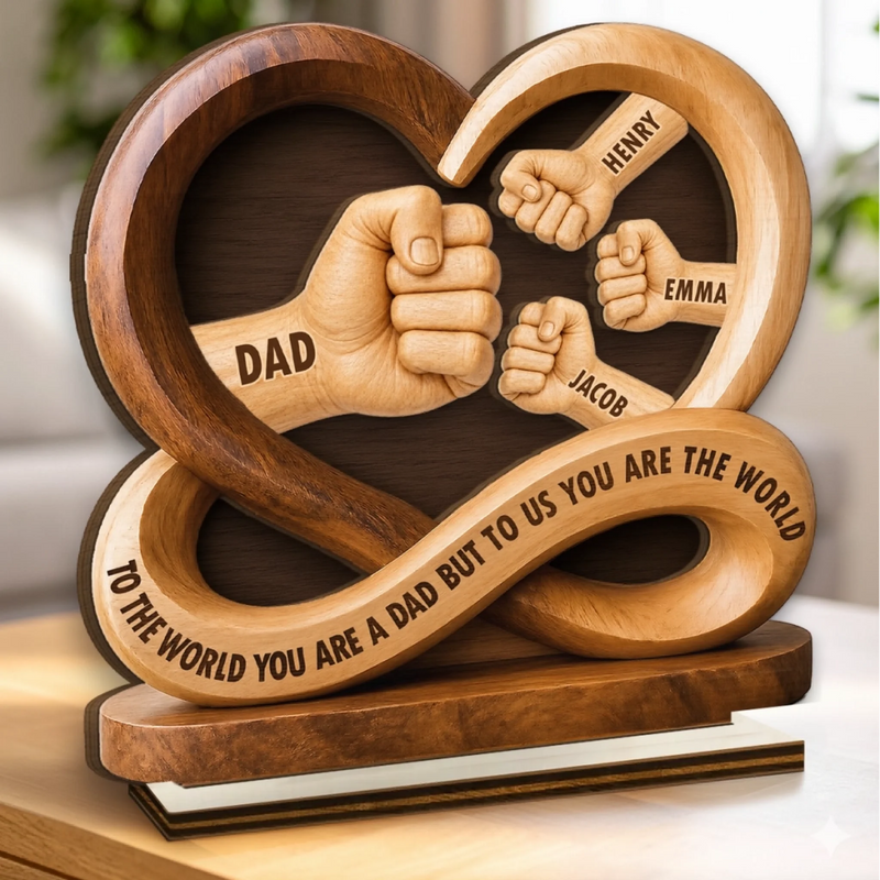 Custom 2-Layered Wooden Plaque - Personalized Father's Day Birthday Gifts For Dad, Grandpa - Forever Proud To Be Your Kid