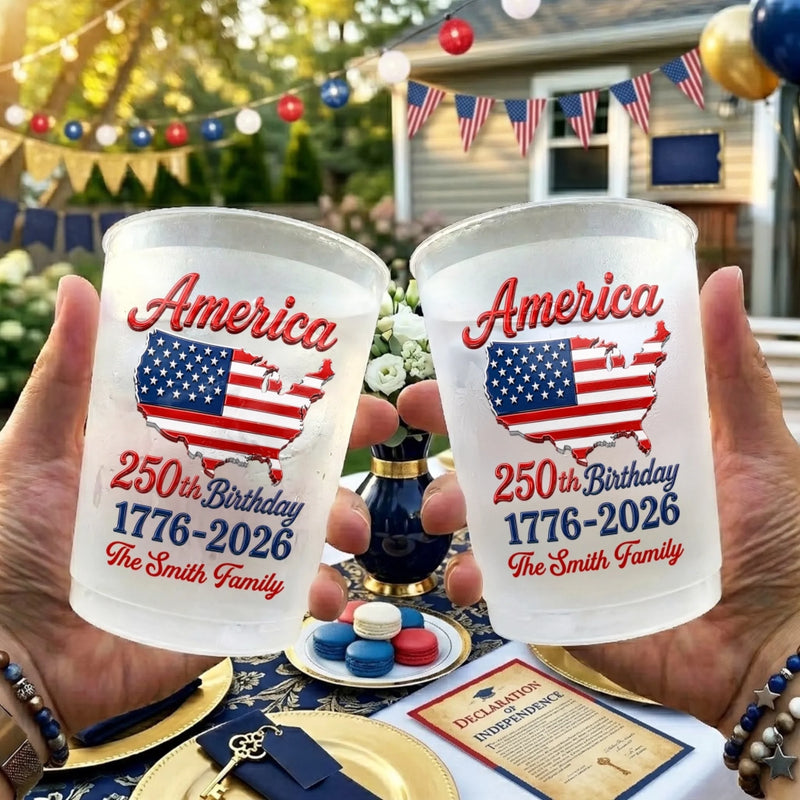 Custom Party Cups - Personalized America 250th Anniversary Gifts For Mom, Dad, Brother, Sister, Kids - 1776 Energy Activated