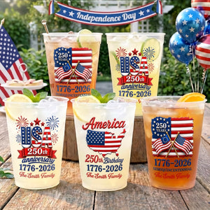 Custom Party Cups - Personalized America 250th Anniversary Gifts For Mom, Dad, Brother, Sister, Kids - 1776 Energy Activated