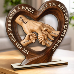 Custom 2-Layered Wooden Plaque - Personalized Father's Day Birthday Gifts For Dad, Grandpa - Dad’s Strength Inspires Us Daily