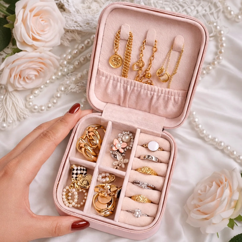 Custom Square Jewelry Case - Personalized Best Friend Birthday Gifts For Women, Besties, Sisters, BFF - Petals, Pearls And Pretty Things