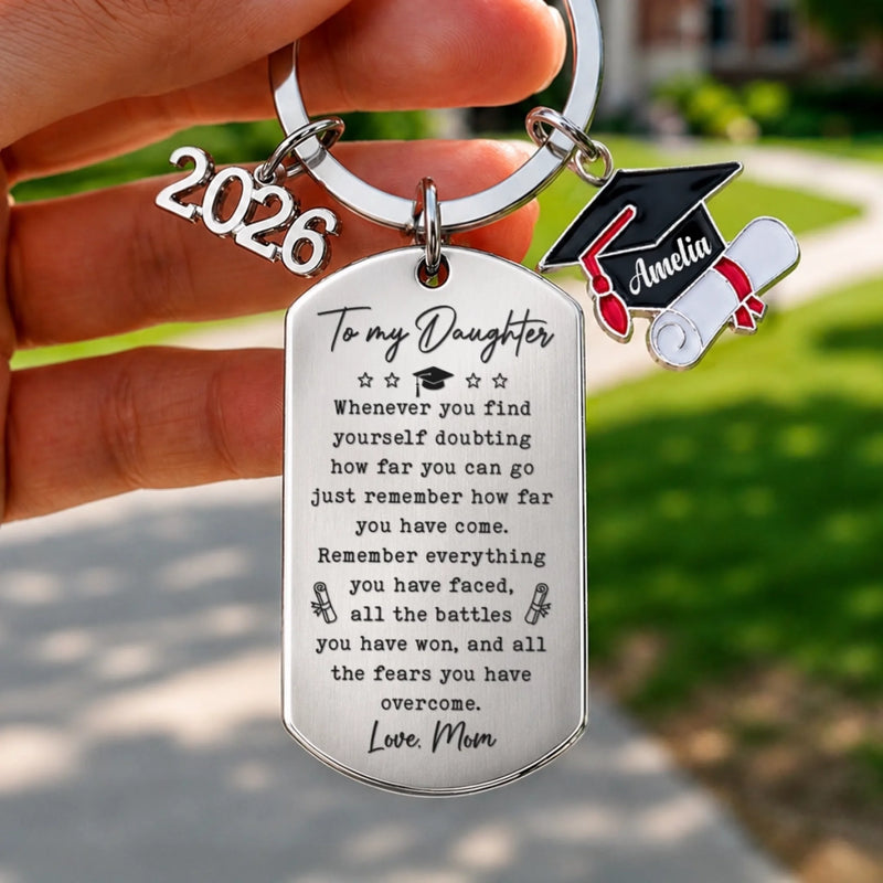 Custom Graduation Keychain - Personalized Graduation Gifts For Him, Her - Shine On, Graduate