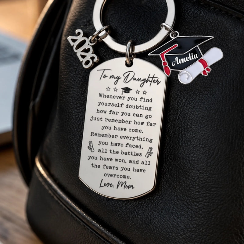 Custom Graduation Keychain - Personalized Graduation Gifts For Him, Her - Shine On, Graduate