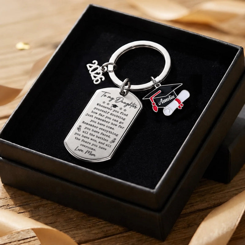 Custom Graduation Keychain - Personalized Graduation Gifts For Him, Her - Shine On, Graduate