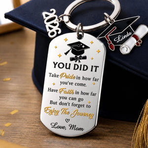 Custom Graduation Keychain - Personalized Graduation Gifts For Him, Her - Celebrate Your Journey
