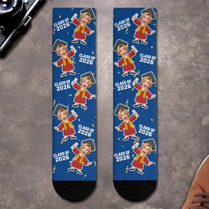 Custom Photo Middle Tube Socks - Personalized  Graduation Gifts For Him, Her - Senior Year Socks