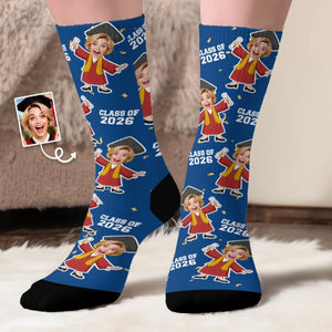 Custom Photo Middle Tube Socks - Personalized  Graduation Gifts For Him, Her - Senior Year Socks
